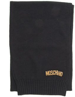 Moschino Wollen Sjaal met Lettering Logo Moschino , Black , Dames - ONE Size