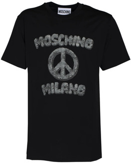 Moschino Zwart Carved Stones T-Shirt Moschino , Black , Heren - 2Xl,S