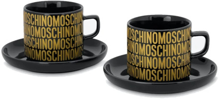 Moschino Zwart Keramisch Koffiekop Set Moschino , Yellow , Unisex - ONE Size