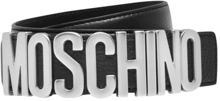 Moschino Zwart Logo Plaque Riem Moschino , Black , Heren - L,M