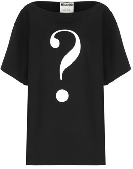 Moschino Zwart T-shirt met Contrasterend Logo Moschino , Black , Dames - S,Xs,2Xs