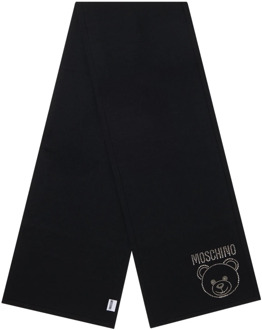 Moschino Zwart Wollen Sjaal met Metalen Logo Moschino , Black , Unisex - ONE Size