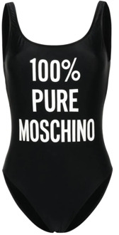 Moschino Zwart zeekleding met logo print Moschino , Black , Dames - Xs,2Xs