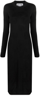 Moschino Zwarte aansluitende gebreide midi-jurk Moschino , Black , Dames - 2XS