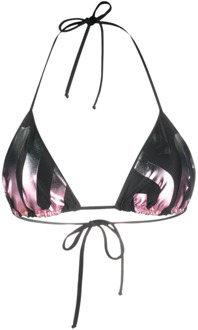 Moschino Zwarte Amerikaanse hals bikini top Moschino , Multicolor , Dames - Xl,L,M