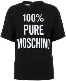 Moschino Zwarte crepe T-shirt - Stijlvol en veelzijdig Moschino , Black , Dames - S,Xs,2Xs