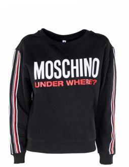Moschino Zwarte Crewneck Sweatshirt Under Where? Print Moschino , Black , Dames - M,S,Xs