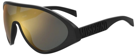 Moschino Zwarte Frame Gouden Lens Zonnebril Moschino , Black , Unisex - ONE Size