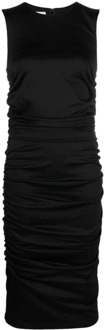 Moschino Zwarte Jurk met Logo Motief Moschino , Black , Dames - S,Xs