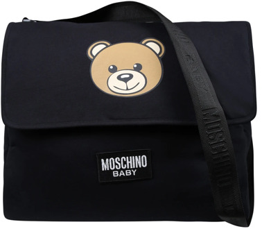 Moschino Zwarte katoenen luiertas met Teddy Bear logo Moschino , Black , Unisex - ONE Size