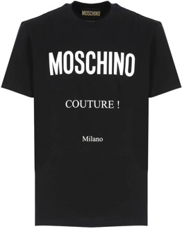 Moschino Zwarte katoenen T-shirt met logo Moschino , Black , Heren - 2XL