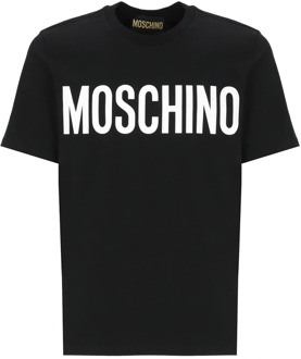 Moschino Zwarte katoenen T-shirt met logo Moschino , Black , Heren - Xl,M,S