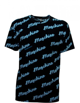 Moschino Zwarte katoenen T-shirt met neonprint Moschino , Black , Heren - L,M,S