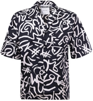 Moschino Zwarte Krabbelprint Shirt Moschino , Black , Heren - 2Xl,Xl,L