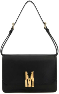 Moschino Zwarte leren M Bag schoudertas Moschino , Black , Dames - ONE Size