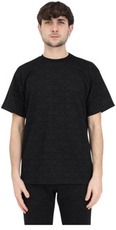 Moschino Zwarte Logo Geborduurde T-shirt voor Heren Moschino , Black , Heren - XS