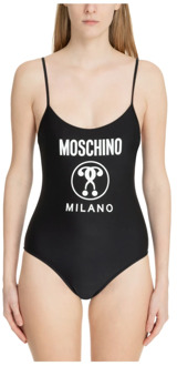 Moschino Zwarte Milano Logo Print Badpak Moschino , Black , Dames