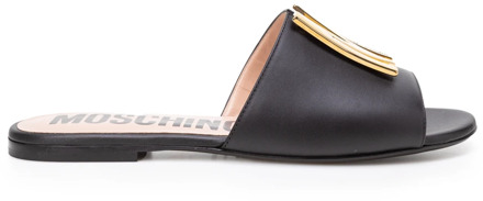 Moschino Zwarte platte sandalen voor vrouwen Moschino , Black , Dames - 38 Eu,36 Eu,41 EU
