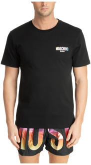 Moschino Zwarte Regenboog Logo T-shirt voor Heren Moschino , Black , Heren - 2Xl,Xl,L,M,S