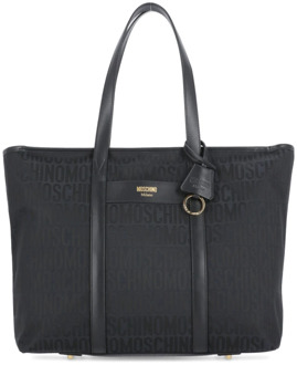 Moschino Zwarte Shoppingtas met Logo Moschino , Black , Dames - ONE Size