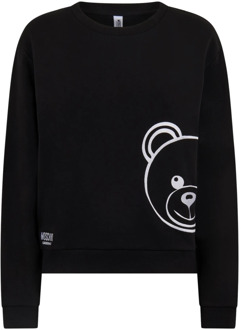 Moschino Zwarte Sweater Zachte Pasvorm Elastische Manchetten Moschino , Black , Dames - M,S