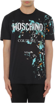 Moschino Zwarte T-shirts en Polos Collectie Moschino , Black , Heren - Xl,S