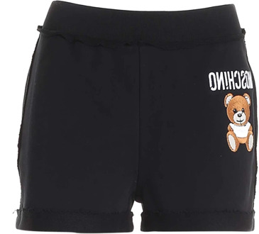 Moschino Zwarte Teddybeer Shorts met Franje Details Moschino , Black , Dames - XS