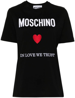 Moschino Zwarte Top met Logo Print Moschino , Black , Dames - Xs,2Xs