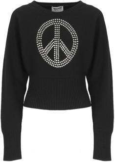 Moschino Zwarte trui met Peace logo Moschino , Black , Dames - M,S,Xs