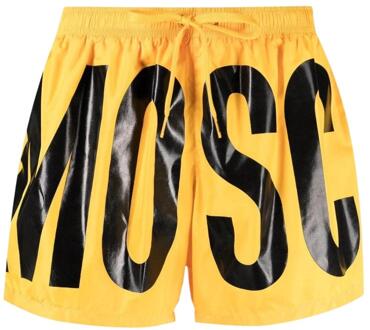 Moschino Zwemshort Heren Groot Logo (Geel)