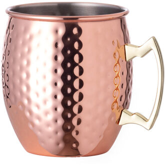 Moscow Mule glas - RVS metaal - koperkleurig - 500 ml - luxe cocktailglazen - Cocktailglazen Bruin