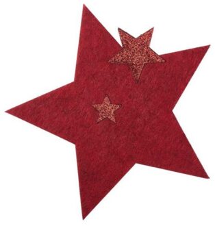 Moses Kerst 6 onderzetters glittersterren vilt assorti