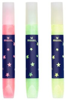 Moses Kerst glitter lijmstift glow in the dark set van 3