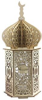 Moslim Festival Licht Ramadan Eid Mubarak Decoraties Houten Led Lamp Paleis Islam Feestartikelen 46