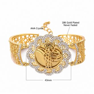 Moslim Islam Huwelijkscadeau Midden-oosten Sieraden Armbanden Arabische Allah Armband Vintage Gouden Kleur Bloem Brede Manchet Bangle