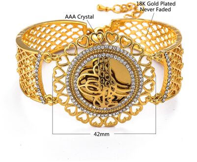 Moslim Islam Huwelijkscadeau Midden-oosten Sieraden Armbanden Arabische Allah Armband Vintage Gouden Kleur Bloem Brede Manchet Bangle