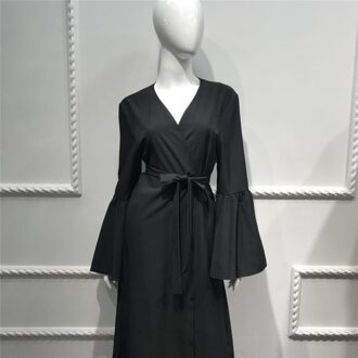 Moslim jurk islamitische kleding turkse abaya kaftan jurk caftan vrouwelijke trompet mouwen jurk turkse abaya jurken XXL