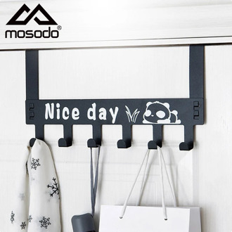 Mosodo Door Rack 6 Hooks Hanger Detachable Home Storage Organizer Wall Hook Hat Clothes Bag Holder No Drilling Bathroom Hanger