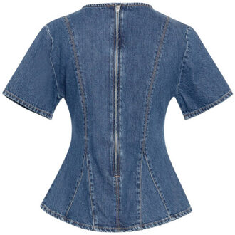 Moss Copenhagen Blouse korte mouw 19770 turig Blauw - S