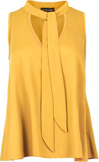 Mosterddetail mouwloze top Mosterdgeel