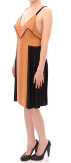 Mosterdgele Plissé Midi-jurk Bruin - EU 40 / UK 12