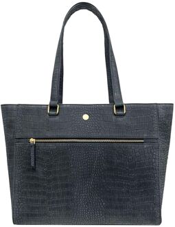 MÔSZ Viona Croco Laptopbag 15.6" black damestas Zwart - H 30 x B 46 x D 14 cm