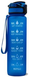 Motivatie Water Fles Met Tijd Marker Lekvrij Fles Voor Fitness Sport Motivatie Water Fles Met Tijd Marker blauw