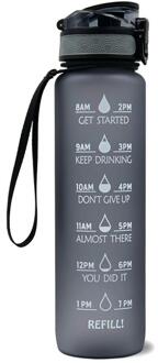 Motivatie Water Fles Met Tijd Marker Lekvrij Fles Voor Fitness Sport Motivatie Water Fles Met Tijd Marker grijs