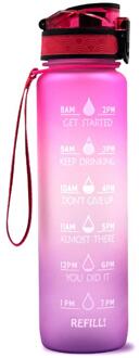 Motivatie Water Fles Met Tijd Marker Lekvrij Fles Voor Fitness Sport Motivatie Water Fles Met Tijd Marker roze gradient