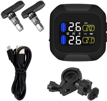 Motor Bandenspanningscontrolesysteem Lcd Display Motorfiets Tpms Tyre Temperatuur Alarm 2 Externe Interne Th/Wi Sensoren intern sensor