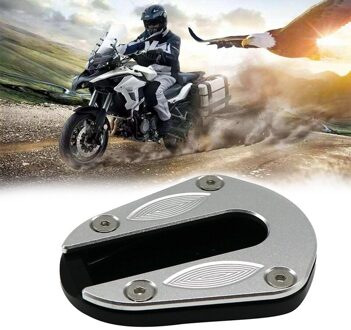 Motorcycle Cnc Aluminium Kickstand Voet Side Stand Extension Pad Voor Benelli TRK502 TRK502X zwart en zilver