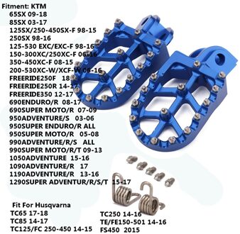 Motorcycle Cnc Voetsteunen Pedalen Voetsteunen Voor Ktm Sx Sxf Exc Excf Xc Xcf Xcw Xcfw 65 85 125 150 200 250 300 350-1290 Adv blauw