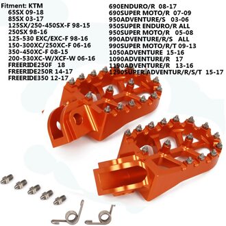 Motorcycle Cnc Voetsteunen Pedalen Voetsteunen Voor Ktm Sx Sxf Exc Excf Xc Xcf Xcw Xcfw 65 85 125 150 200 250 300 350-1290 Adv oranje