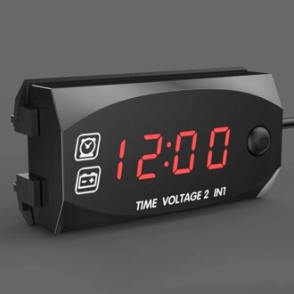 Motorcycle DC 6V-30V 2 In 1 Digital Time Clock Voltage voltmeter IP67 Waterproof Tester Battery Monitor Gauge for Car Boat Marine